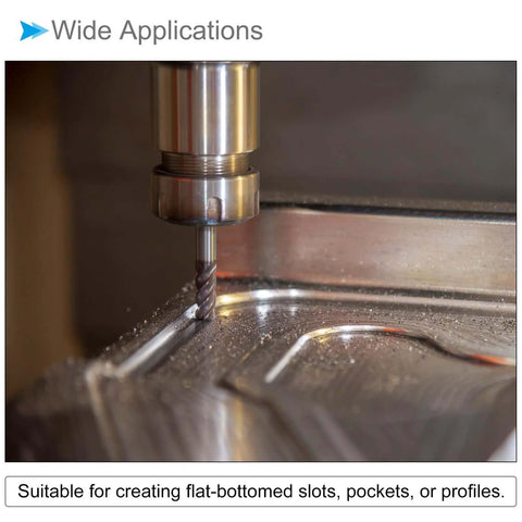 Square-nose end mill, 2-flute HSS cutter, installed in CNC spindle cutting aluminum