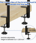 Dope Clamp On Desk Shelf Two Tier Wood Setup For Office Desk And Gaming Accessories 12.5 Inch Tabletop Book Storage Rack clamp detail