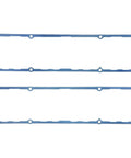 Engine Valve Cover Gasket Set 1628 Molded Silicone Rubber With Solid Steel Core For Strength Keeps A Tight Seal On GMP Performance V8 Engines And A Wide Range Of Sizes. two blue valve cover gaskets