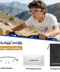 Man wearing Over Eyeglasses Safety Glasses With No Fog Anti Fog Scratch Resistant Wraparound Lens Adjustable Temples