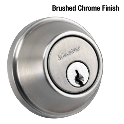 Heavy Duty Single Cylinder Deadbolt Grade 2 With Bump Stop Brushed Chrome Finish Two And Three Quarters Inch Fixed Backset One Inch Solid Core Throw Bolt Commercial Grade Door Lock Built To Last in brushed chrome.