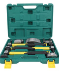 7 Piece Auto Body Repair Kit With Carbon Steel Hammer And Dolly Set in open green toolbox, heavy duty dent tools.