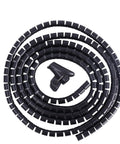 Spiral Cable Management Sleeve 2M Long for 10mm and 16mm Cables Black Wire Wrap and Protector for Home Office with clip