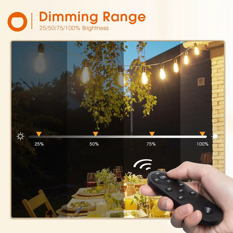 Remote Dimmer Switch For Outdoor String Lights With 300W 2 Hour 4 Hour 6 Hour 8 Hour Timing, Four Brightness Levels And Stepless Dimming