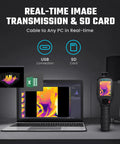 Ultra High Resolution Thermal Imaging Camera With 256x192 Sensor, 50Hz Refresh Rate connected to laptop via USB for data transfer