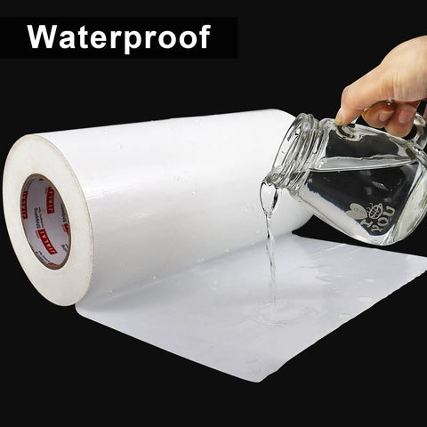 Pouring water over a roll of 12 Inch Wide Duct Tape Beefy Heavy Duty 9 Mil Industrial Grade Waterproof Tape 90 Feet Long Flexible No Residue White Tape