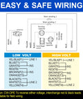 Wiring diagram for Tough As Nails 3/4 Horsepower Electric Motor with low and high voltage information.