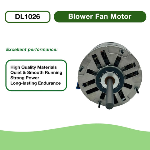 Direct-Drive Blower Motor For HVAC Systems 1/4 HP 115V 3-Speed 1075 RPM Replacement Compatible With AO Smith 1026 GE 3583 Fasco D721 Magnetek 0533 Marathon X000 Emerson 1863 front view