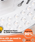 Close-up of LED components on Motion Sensor Outdoor Ceiling Light Black Flush Mount 10.5 Inch Square With Dusk To Dawn Auto Modes.