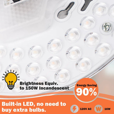 Close-up of LED components on Motion Sensor Outdoor Ceiling Light Black Flush Mount 10.5 Inch Square With Dusk To Dawn Auto Modes.