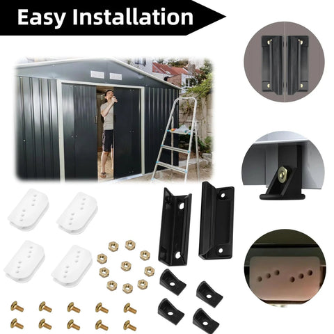DK100 A Shed Door Full Kit Door Tune Up Kit Replacements Parts For Sliding Shed Doors Hardware Kit With Black Handle