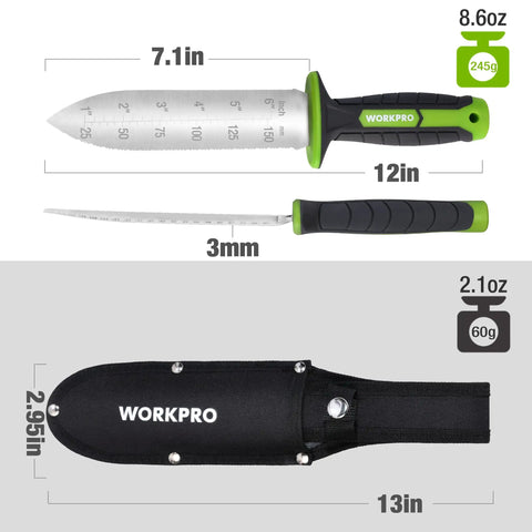 Hori Hori Garden Knife With 7 Inch Stainless Blade Dual Edge For Weeding Digging Planting Ergonomic TRP Handle With Hanging Hole And Oxford Sheath Green