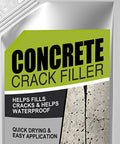 Rock Solid Concrete Crack Filler Fast Setting Blend Repairs Floor Cracks With A Flexible Waterproof Seal packaging with quick drying info