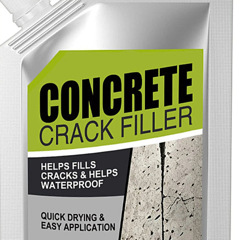 Rock Solid Concrete Crack Filler Fast Setting Blend Repairs Floor Cracks With A Flexible Waterproof Seal packaging with quick drying info