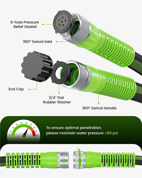 Flat Soaker Hose 15 Foot for Garden With Anodized Aluminum Ends Drip Hose Flexible Lightweight Soaking System Save 80 Percent Water