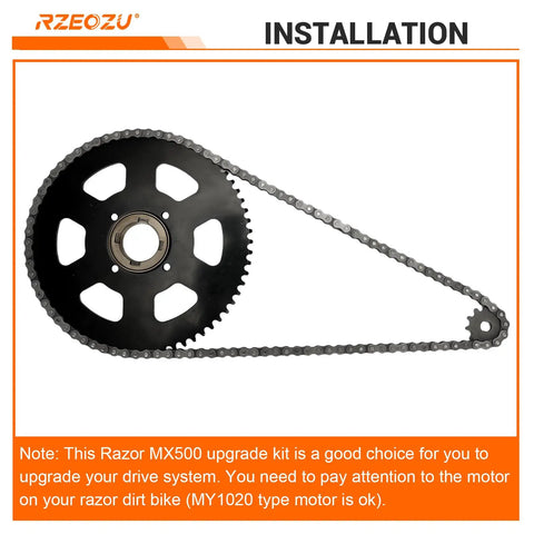 35 Chain Sprocket Upgrade Kit With 65 Tooth 54mm Bore And 108 Link Drive Chain For MX650 MX500 SX500 RSF650 Electric Dirt Bike Dirt Rocket McGrath Motocross Performance Boost For Off Road Motorcycle Parts