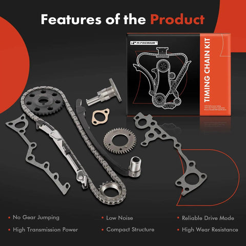 Toyota Tacoma Timing Chain Kit 7 Piece With Sprocket Tensioner And Guide For 1995 To 2004 L4 2.4L DOHC Engine Replacement laid out
