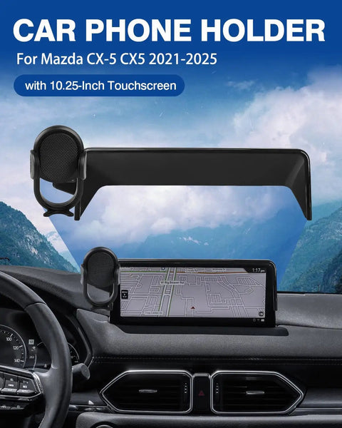 Mazda CX-5 Car Phone Holder With Dash Organizer For 2021-2025 CX-5 10.25 Inch Screen Mount shown installed on dashboard