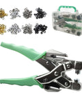 All In One Grommet Tool Kit With Eyelet Punch Plier And Case, 160 Metal Grommets And Eyelets For Leather Bags, Clothes, Belts