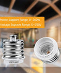 E39 To E26 Light Bulb Socket Adapter No Fuss Mogul E39 To Standard E26 Screw Base Converter 200W Max shown in shop setting