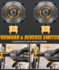 Half Inch Cordless Impact Wrench with Brushless Motor showing forward and reverse switch for tightening and loosening