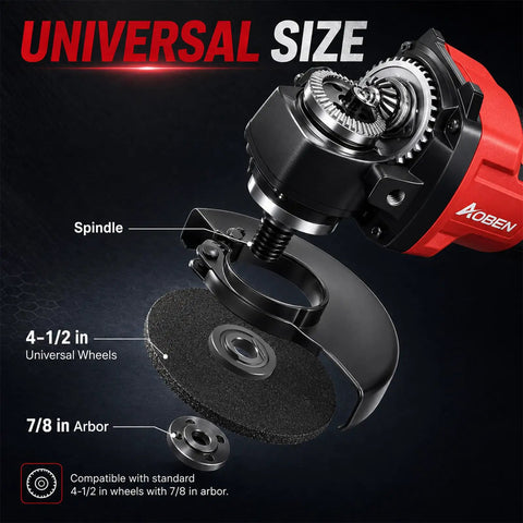 Cordless 21V Angle Grinder Kit With 4 Point 5 Inch Disc Brushless Motor 180 Degree Rotating Body Paddle Switch Includes 2X 4.0Ah Batteries And Charger For Metal Cutting Grinding And Polishing In Tight Spaces, 4-1/2 in wheel and 7/8 in arbor
