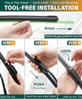 Tool-free installation instructions for Straight Up Windshield Wiper Blades Replacement For Hyundai Palisade 2020 Through 2025.