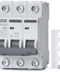 Three Pole DIN Rail Mount Circuit Breaker 50 Amp 480V AC Miniature Breaker With Thermal Magnetic Trip And Magnetic Curve C50