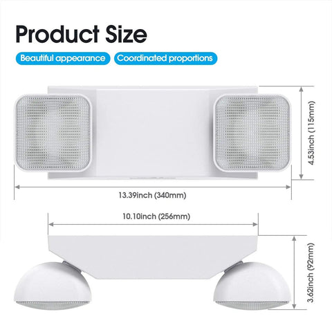 Two Head LED Emergency Light With Battery Backup For Commercial Use Exit Light UL Certified CSA dimensions