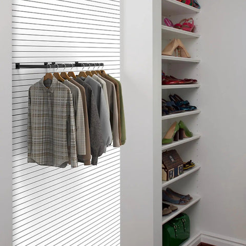 Installed 2 Pack Slatwall U Shaped Rectangular Tubing Hangrail 16x12 Inch For Retail Display And Home Apparel Storage Black Beefy Steel
