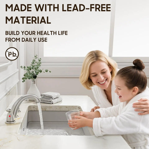 8 Inch Widespread Bathroom Faucet With Two Handles Three Hole Deck Mount In Brushed Nickel Includes Stainless Steel Pop Up Drain
