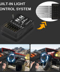 Waterproof S3650 4300KV Brushless Motor With 3.175mm Shaft 60A ESC Heatsink programming card displayed with RC car and transmitter.