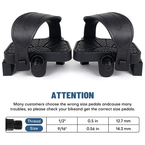 Dual Size Bike Pedals With Straps For Indoor Cycles Compatible With Peloton Schwinn Bowflex And Most Bikes 9/16 And 1/2 Inch
