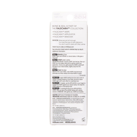 Back view of All Day Lash Bond And Seal With Biotin And Vitamin E For Falscara Lashes package, showing instructions and details.
