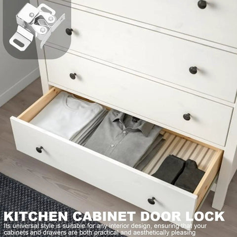 Push Release Magnetic Cabinet Latch With Double Wheel Spring Ball Bearing Door Catch on white dresser drawer