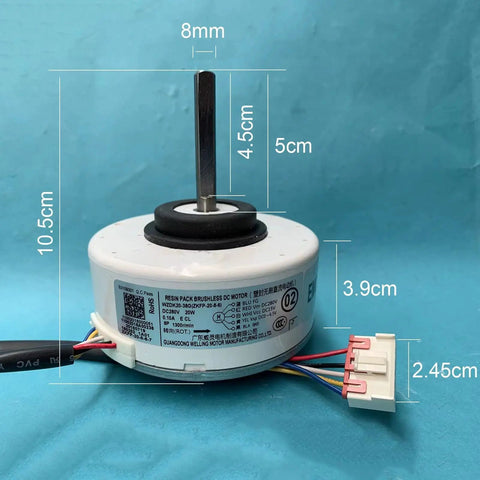 Indoor Air Conditioner Motor Replacement For WZDK20-38G ZKFP-20-8-6 20W DC Brushless Fan Motor with dimensions labeled