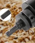 Close-up of hex shank arbor from Heavy Duty Pro Grade Carbide Piercing Hole Saw Kit All In One 10 Piece Set With Six Hole Saws