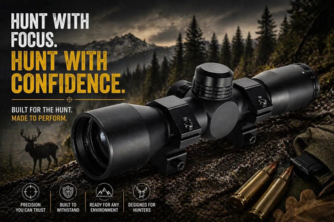 4x32 Hunting Scope For RWS Model 34 22 Caliber Pellet Rifle With Mil Dot Reticle And Dovetail Mount on hunting surface