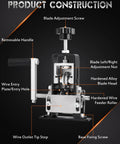 Diagram of Dual Power Wire Stripping Tool 2 In 1 Drill Powered And Hand Crank Wire Peeler For 1mm To 21mm Wires PVC And Copper Recycling DIY Cable Stripping For Scrap Copper Black showing components.
