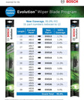 Evolution Beam Wiper Blade 26 Inch With Symmetrical Wind Spoiler program details chart with part numbers and coverage