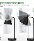 3 Way Dimmable Touch Desk Lamp With 2 USB Ports And AC Outlet, Farmhouse Black Table Lamp with adjustable flexible head