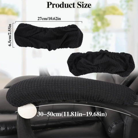 Two Pack Armrest Covers for Office Chair Comfy Soft Elastic Polyester Hand Rest Protectors Removable Stretch Cushioned Arm Rests Black product dimensions