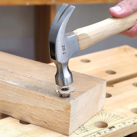 Hammer installing 304 Stainless Steel T Nut 8mm Barrel Length 4 Prong Tee Nut Threaded Insert For Wood Beefy No Slip Grip