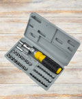 Badass 41-Piece Mini Socket Wrench Set in Hardened Vanadium Steel with Reversible Ratchet and Non-Slip Grip Portable design in gray case.