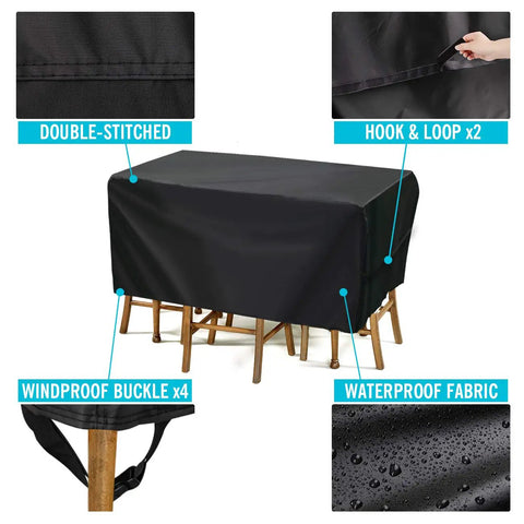 Heavy Duty Waterproof All Weather Patio Furniture Cover For Rectangular Table Chair And Sofa Set 67 Inches with features