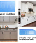 Cabinet Handle Drill Template Kit With Knob And Pull Templates And Three Sixteenth Inch Drill Bit shown with kitchen cabinets