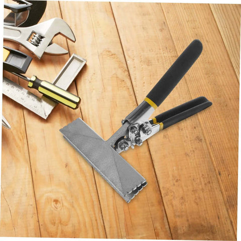 Hand Seamer With Straight Jaw Metal Bender Tool for precision bending and flattening on a wooden surface next to various tools