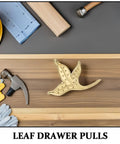 Brass Leaf Drawer Pulls For Cabinets And Dressers Dope Vintage Style Cabinet Handles with tools on wooden surface
