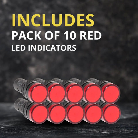 Pack of 10 Red Energy Saving LED Indicator Light 110V AC DC 20mA Panel Mount For Industrial Equipment 16mm Mounting Hole