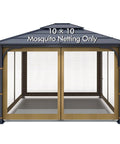 Universal Replacement Mosquito Netting For 10 By 10 Gazebo With 4 Panel Screen Walls And Zippers Outdoor Canopy Netting Weather Resistant Polyester Khaki Mosquito Net Only shown installed on gazebo.